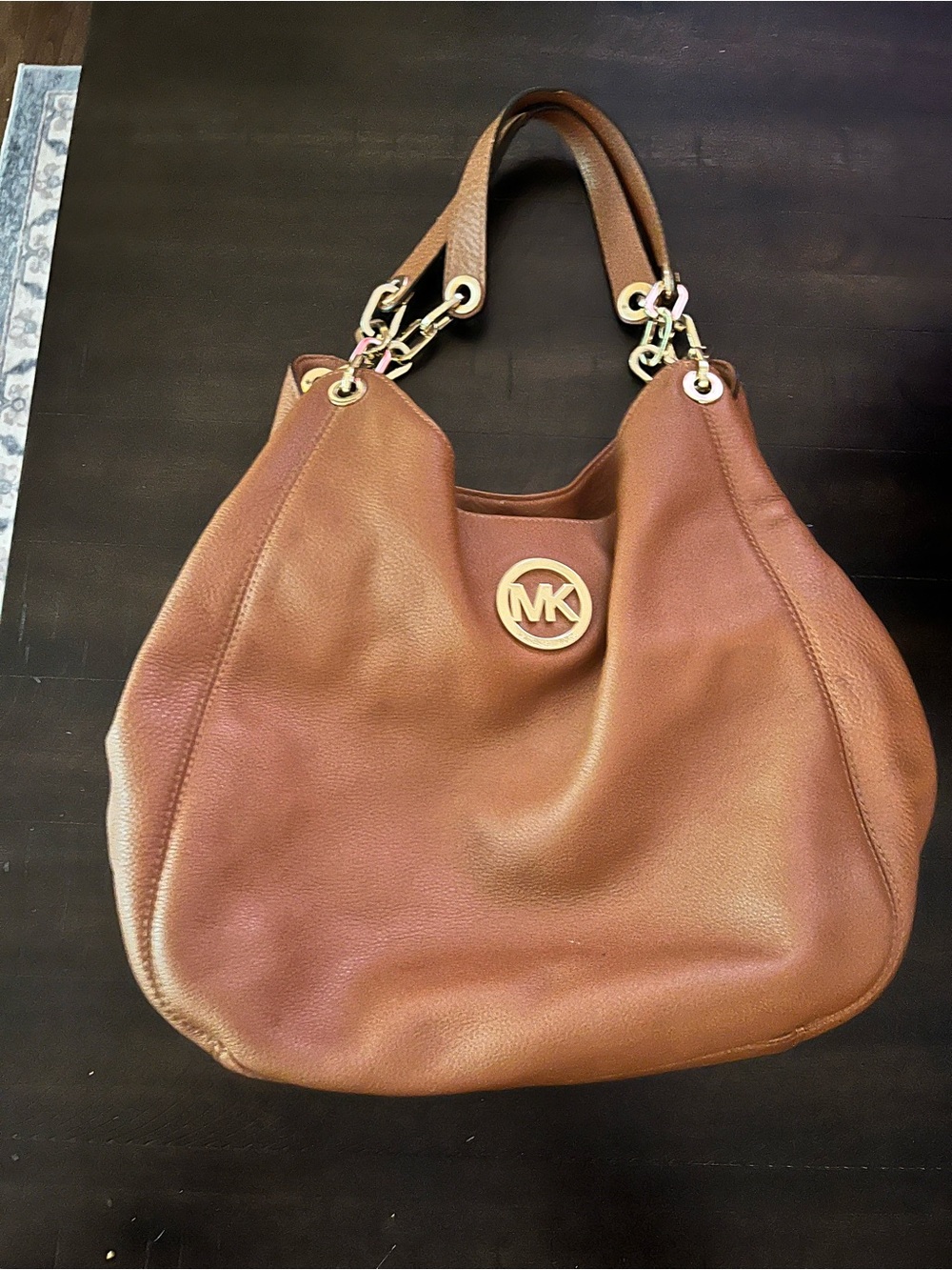 Michael Kors Brown Leather Shoulder Tote bag bucket purse handbag